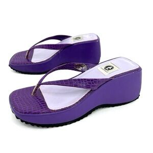 vintage‎ Y2K chunky platform sandals thong Arizona Jean Co purple shoes